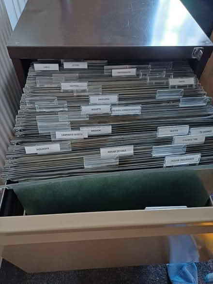 Photo of free 2 Drawer filing cabinet with files and key (Torrisholme LA4) #2