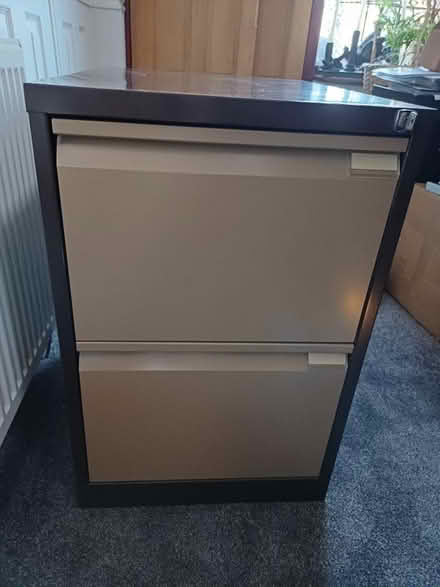 Photo of free 2 Drawer filing cabinet with files and key (Torrisholme LA4) #1
