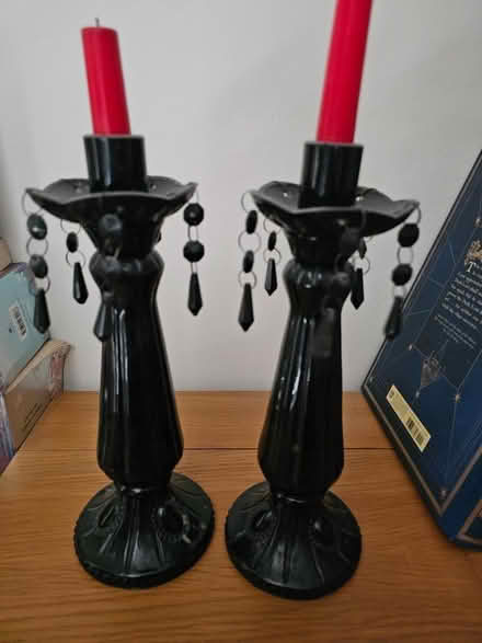 Photo of free Pair of candle stick holders, black (Mayfield NE23) #1