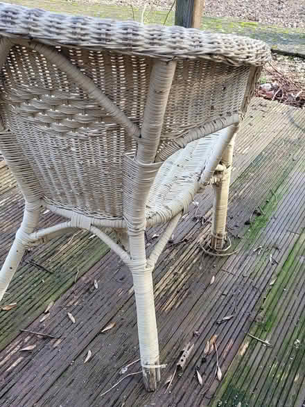 Photo of free White wicker garden chair needs tlc (letchworth garden city) #1