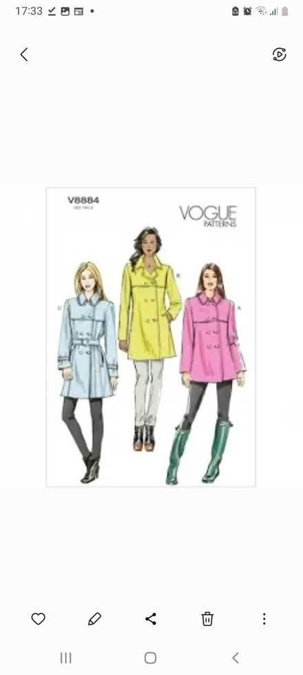 Photo of Vogue sewing pattern V8884 (Cale Green SK3) #1