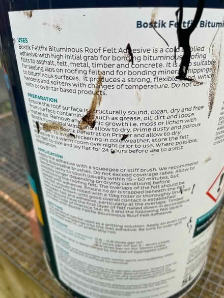 Photo of free Roof felt bituminous adhesive (Esher, KT10) #2