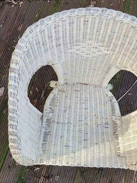 Photo of free White wicker garden chair needs tlc (letchworth garden city) #2