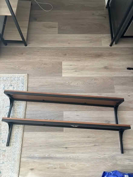 Photo of free IKEA wood + metal shelves (NoMa) #2