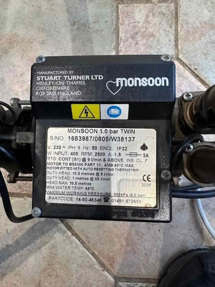 Photo of free Stuart Turner Monsoon 1.0 bar Twin Booster Pump (Bushey Village WD23) #2