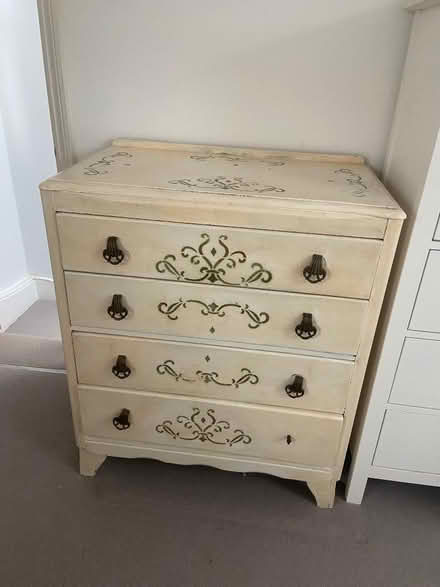 Photo of free Chest of drawers, cream & matt gold detail (Chiswick W4) #2