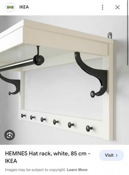 Photo of free IKEA white HEMNES shelf, hanging/hooks. Unopened (Chiswick W4) #3