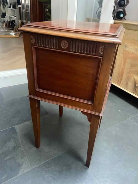 Photo of free Mid/Dark wood corner table (lid lifts) (Chiswick W4) #1