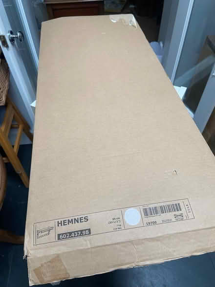 Photo of free IKEA white HEMNES shelf, hanging/hooks. Unopened (Chiswick W4) #1