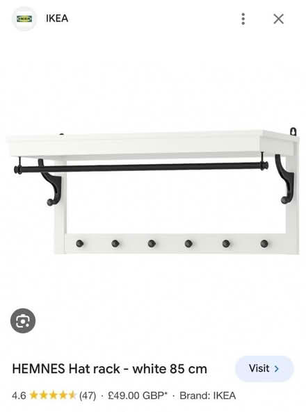 Photo of free IKEA white HEMNES shelf, hanging/hooks. Unopened (Chiswick W4) #2