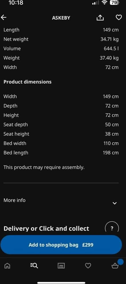 Photo of free Black 2 seater sofa bed from IKEA (Croydon) #2