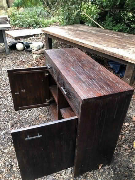 Photo of free Teak table and cabinet (Worcester Park KT4) #1