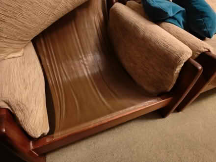 Photo of free Settee (wooden frame 3-piece suite) (Tavistock Avenue ST16) #3