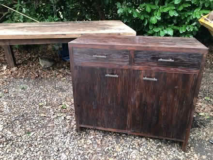 Photo of free Teak table and cabinet (Worcester Park KT4) #4