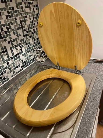 Photo of free Pine toilet seat (King's College Playing Fields HA4) #2