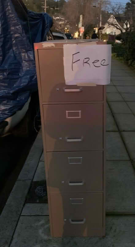Photo of free 4 drawer metal file cabinet (Berkeley, Cedar and Spruce.) #1