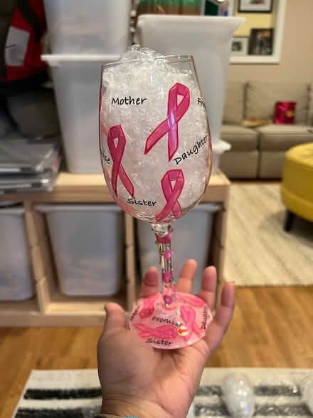 Photo of free Pink ribbon hand painted glass (Rock creek hills) #1