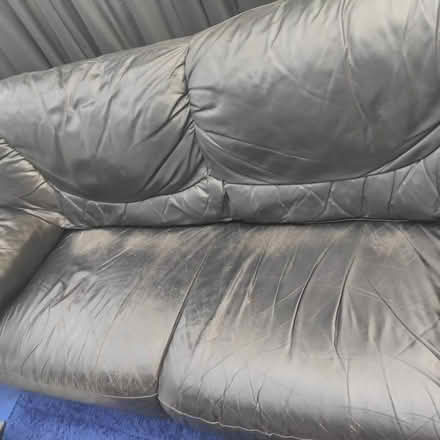 Photo of free Black leather sofa (Aldwick PO21) #1