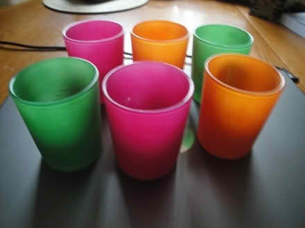 Photo of free 6 x Empty Coloured Glass Candle Holders (Oxenholme LA9) #1