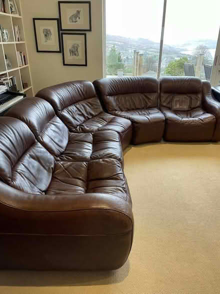 Photo of free Brown leather sectional corner sofa (Lyme Regis DT7) #2
