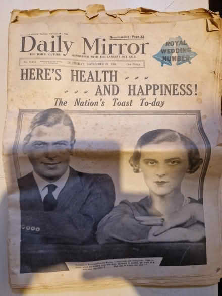 Photo of free 1934 Royal Wedding newspapers (Morley LS27) #1
