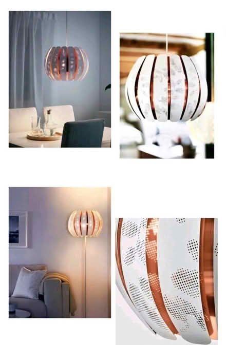 Photo of free Ikea copper & white lamp shades with copper ceiling roses (Formby L37) #1