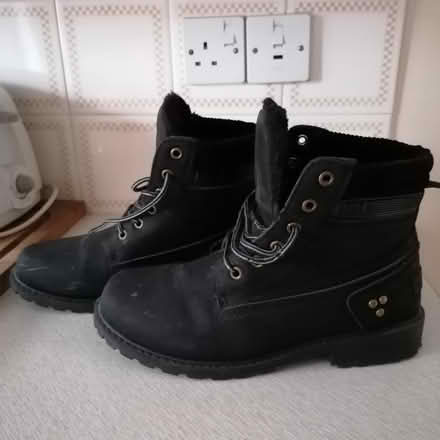 Photo of free Ladies black fur lined suede boots (Hollybush NP44) #2