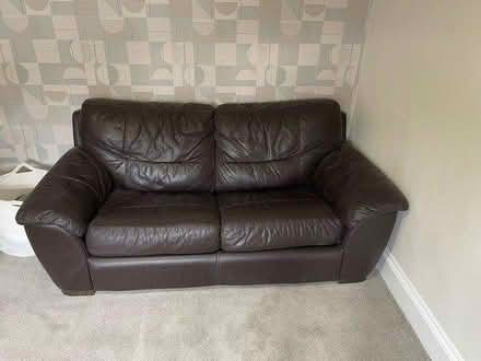 Photo of free Sofa bed- 2seater Brown leather (Anstey LE7) #4