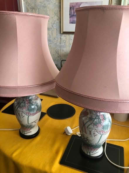Photo of free Pair of decorative ceramic based table lamp (fully working) (Strawberry Hill TW1) #1