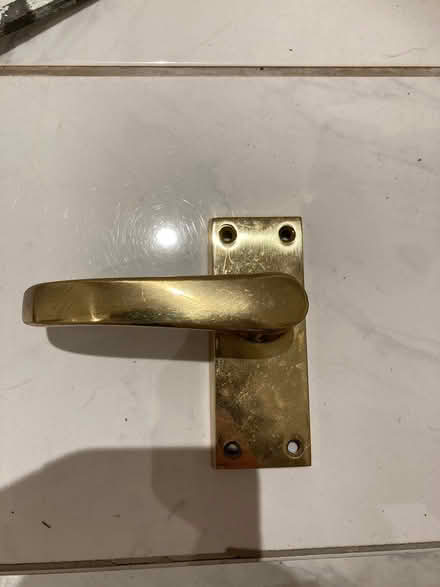 Photo of free Gold coloured door handles x3 pairs (Staines. TW18) #1