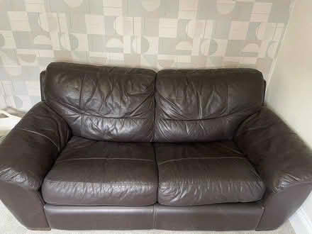 Photo of free Sofa bed- 2seater Brown leather (Anstey LE7) #2