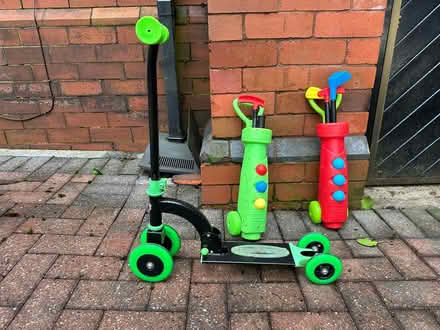 Photo of free Child bike, scooter and golf set (Stockport) #1