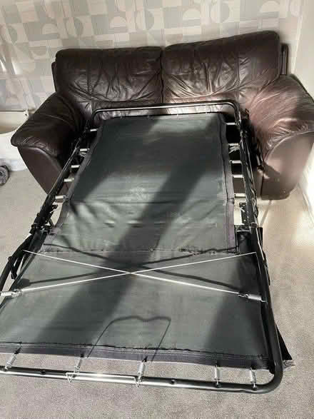 Photo of free Sofa bed- 2seater Brown leather (Anstey LE7) #3