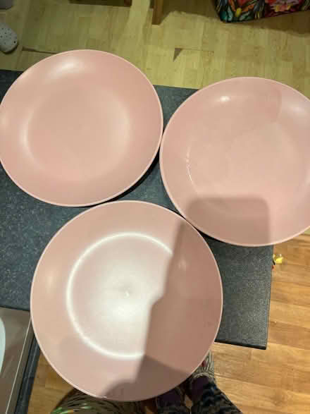 Photo of free 3 pink dinner plates (Droylsden M43) #1