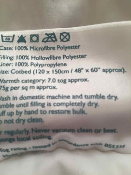 Photo of free Peter Jones cot/bed duvet (SW15) #1