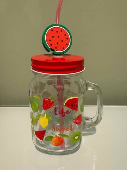 Photo of free Glass with straw (fruit design) (Fairfield LA1) #1