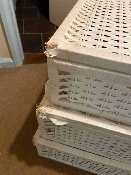 Photo of free 3 white wicker baskets (ME19) #1
