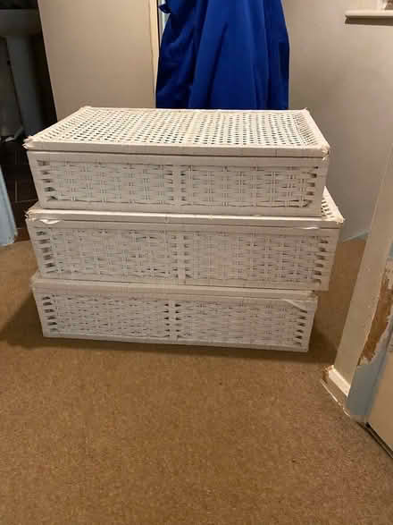 Photo of free 3 white wicker baskets (ME19) #2