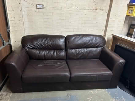 Photo of free Brown leather Sofa (Billericay) #1