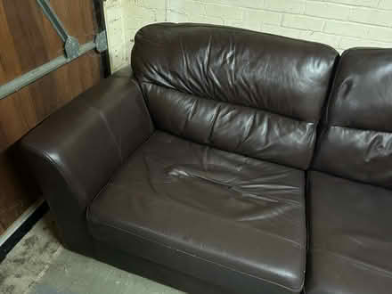 Photo of free Brown leather Sofa (Billericay) #2
