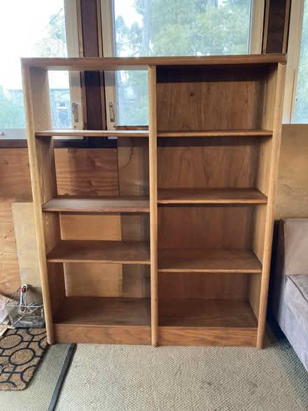 Photo of free Large wood shelving unit (North Oakland near Emeryville) #1