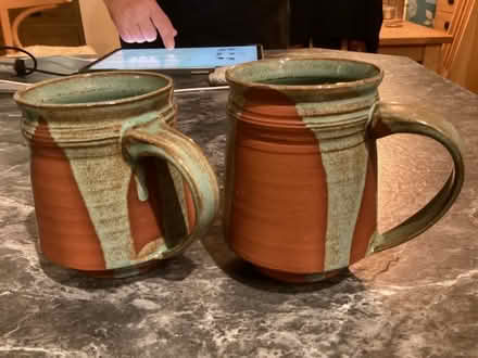 Photo of free Two small brown and green pottery mugs (Lostock Hall PR5) #1