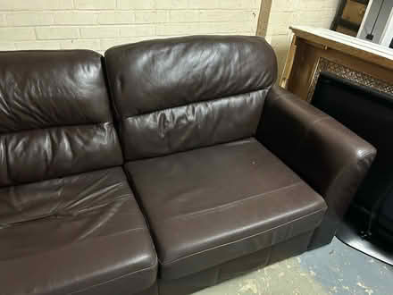 Photo of free Brown leather Sofa (Billericay) #3