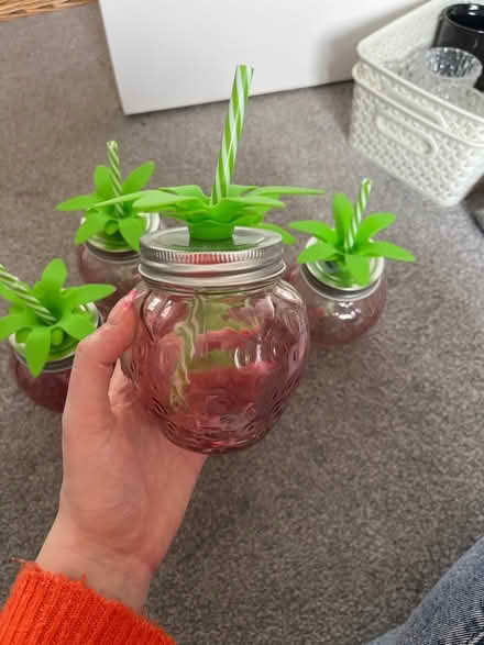 Photo of free 6 x strawberry glasses with straws (Warwick (Nelson Lane) CV34) #1