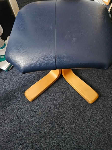 Photo of free blue leather type foot stool (Chaddesden DE21) #1