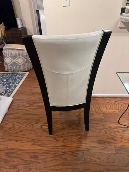 Photo of free 4 wood & white faux leather chairs (DuPont South) #3