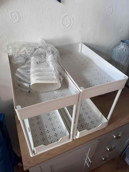 Photo of free 2x white storage (under sink) units with slide drawers (Heath End WS3) #2