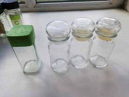 Photo of free 3 clear glass stoppered spice containers (Bradleys Both BD20) #1