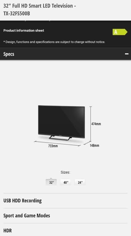 Photo of free 32" Panasonic TV - works perfectly (Emsworth) #3