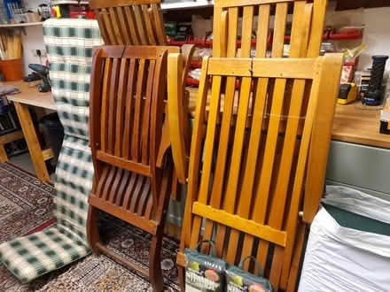 Photo of free 2 Hardwood Steamer Chairs with Cushions and Covers (Burnbanks CA10) #1